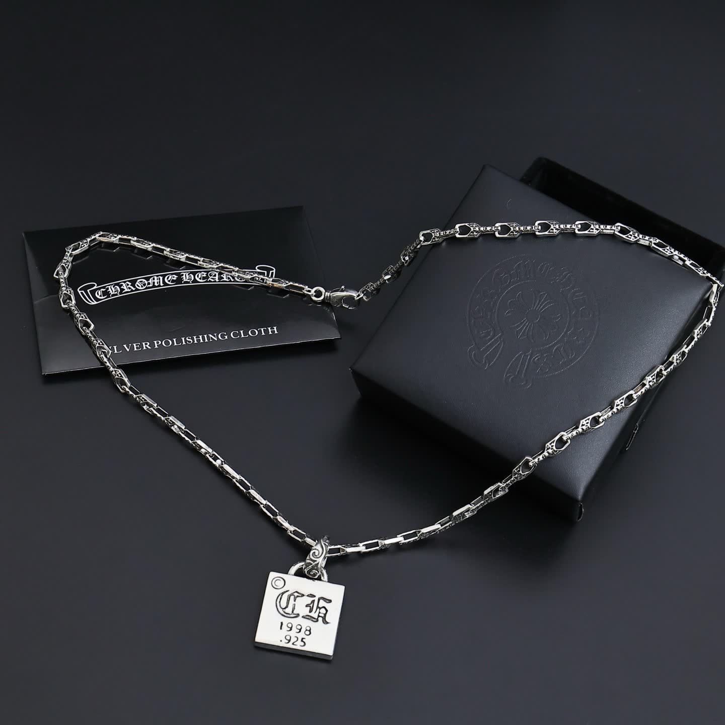 Chrome Hearts Crown Hearts Silver Pendant Necklace